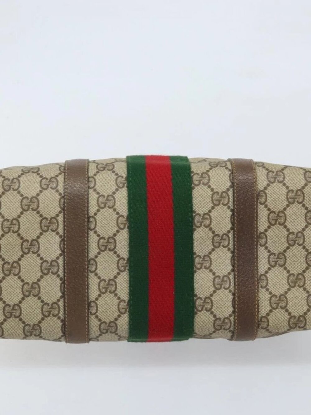 GUCCI GG Supreme Web Sherry Line Boston Bag PVC Beige Gold 39 02 006 Auth gh1854 - Picture 7 of 16